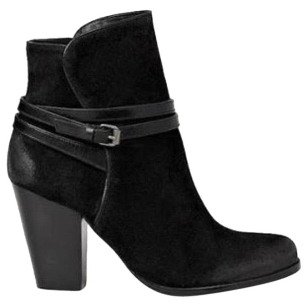 All saints Ankle booties cone heel black buckle